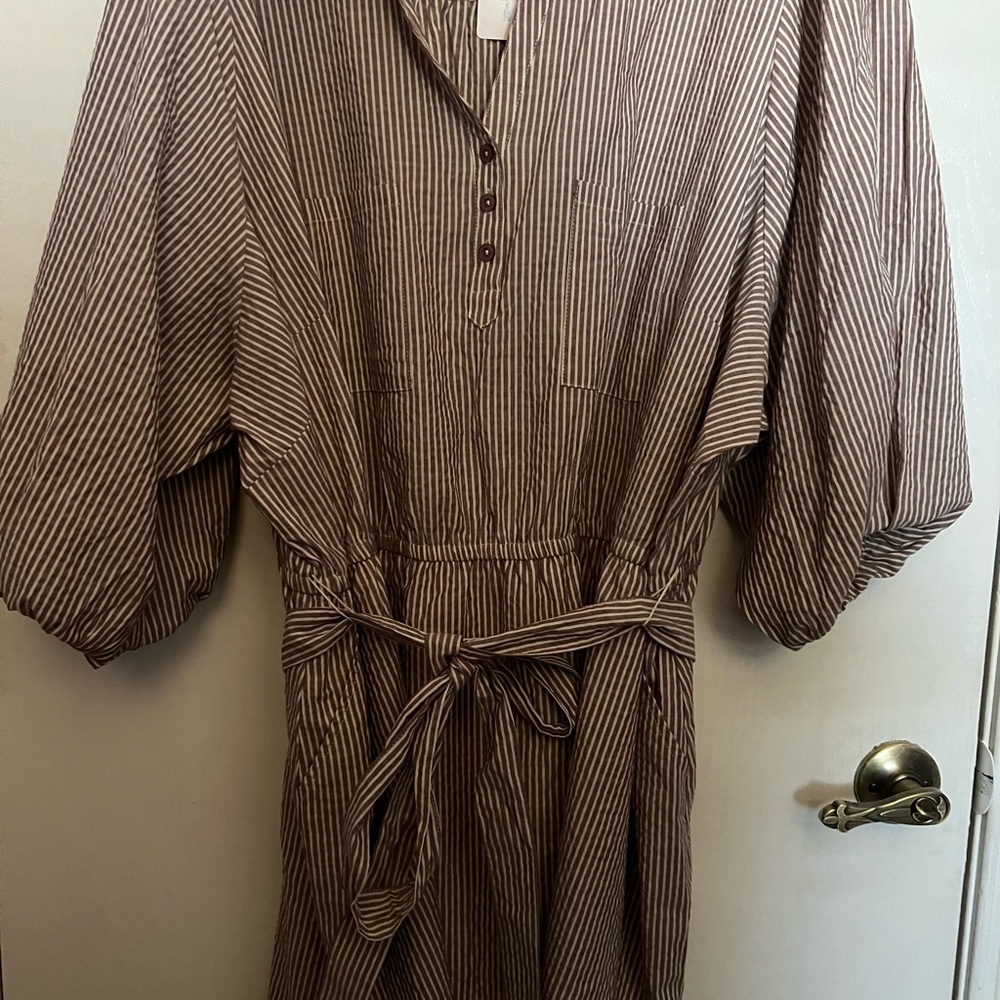 Striped Brown Shirt Dress